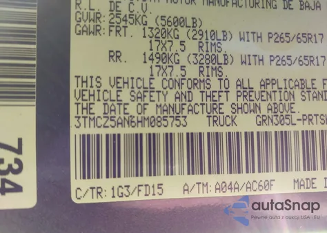 2017 Toyota Tacoma Trd Sport from USA, damaged, VIN 3TMCZ5AN6HM085753